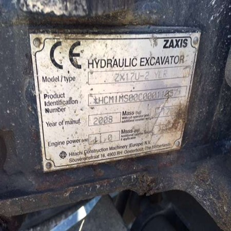 Used HITACHI ZAXIS 17U-2 Mini Crawler Excavator for Sale