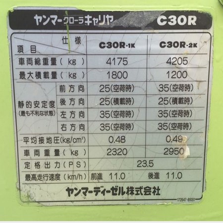 Used C30R-1K Crawler Crane – YANMAR for Sale