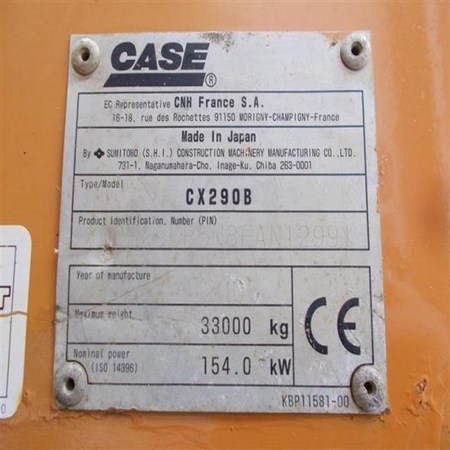 Used Case CX290B Crawler Excavator for Sale