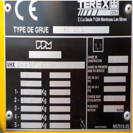 Sale: Terex Demag AC35L Heavy Equipment Used Crane - 35 Ton