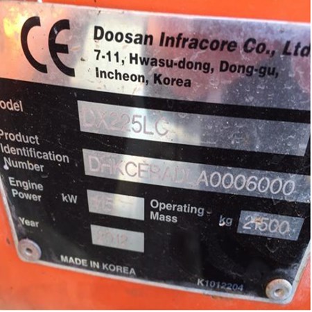 Used Doosan DX225LC Excavator for Sale