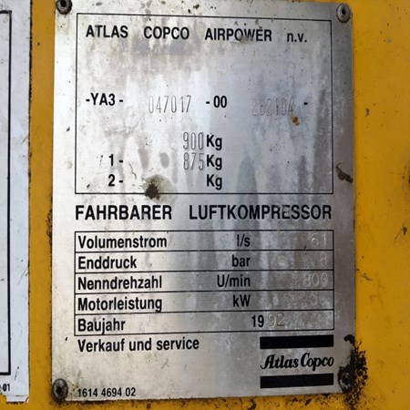 Used Air Compressor ATLAS COPCO XAS65 for Sale