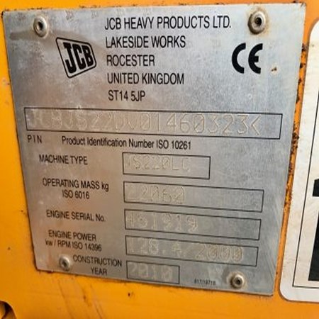 Used Excavator JCB JS220LC – Year 2010 with 5ft & Grading Bucket for Sale