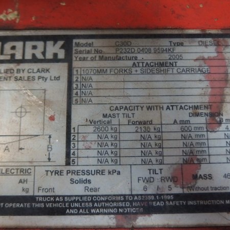 Used CLARK C30D FORKLIFT for Sale