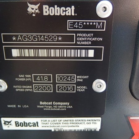 BOBCAT E45 Mini Excavator for Sale