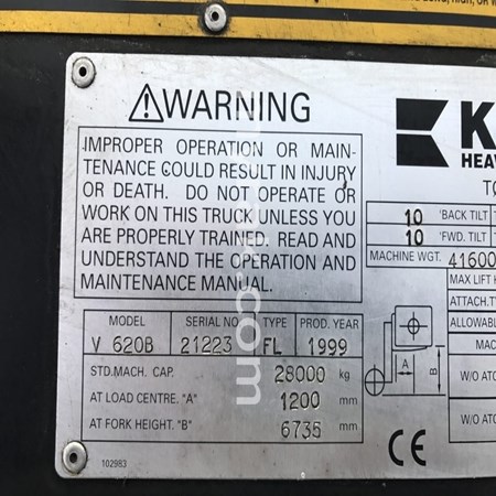 Used KALDNES CATERPILLAR V620B Heavy Duty Forklift - 1999 Year, 6128 Hours for Sale