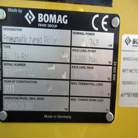 Used Bomag  BW 24 RH Rubber Wheeled Roller for Sale