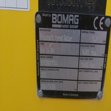 Used Bomag- BW24RH Tyred Roller for sale